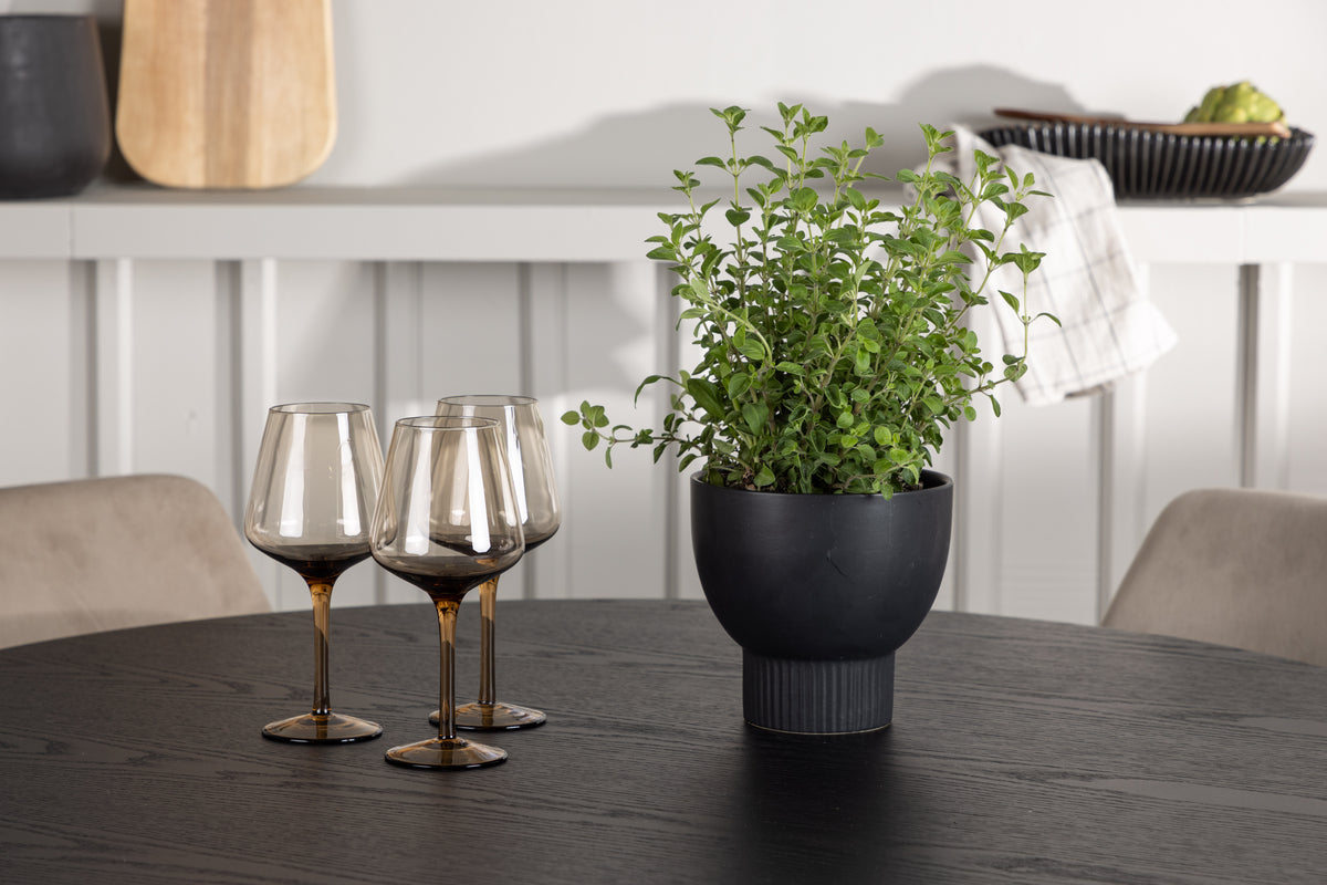 Venture Design Olivia & Night Runda Matbord ⌀110 Svart + Matstolar 2-pack Beige