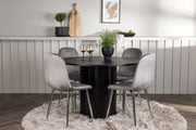 Venture Design Olivia & Eva Runda Matbord ⌀110 Svart + Matstolar 2-pack Ljusgrå