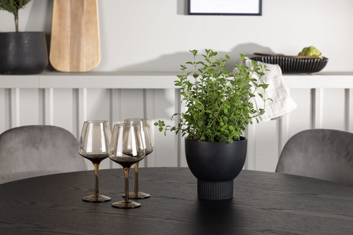 Venture Design Olivia & Eva Runda Matbord ⌀110 Svart + Matstolar 2-pack Ljusgrå