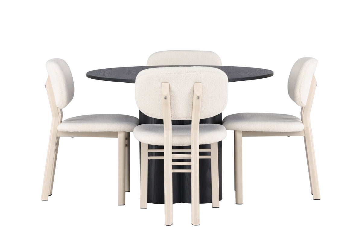 Venture Design Olivia & Sia Matbord ⌀110 + Matstolar Vit