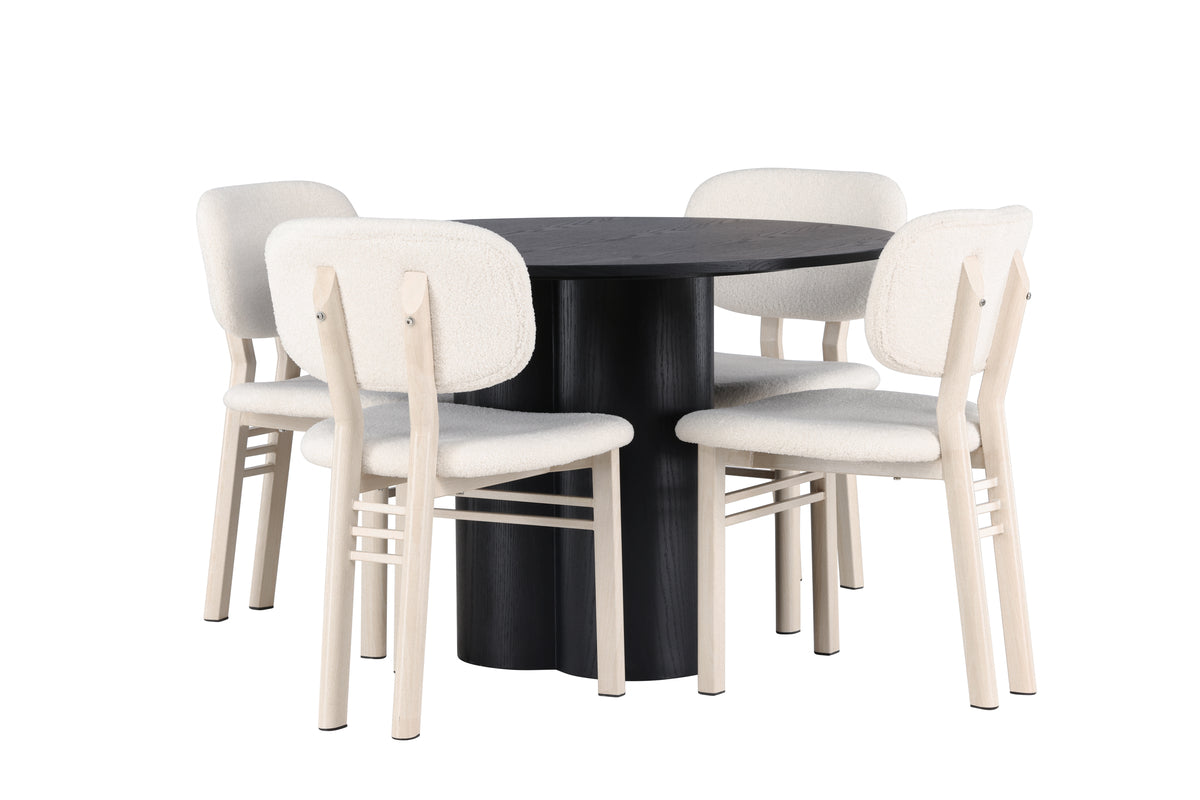Venture Design Olivia & Sia Matbord ⌀110 + Matstolar Vit