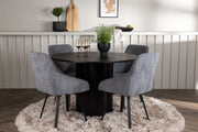 Venture Design Olivia & Rosie Runda Matbord ⌀110 Svart + Matstolar 2-pack Grå