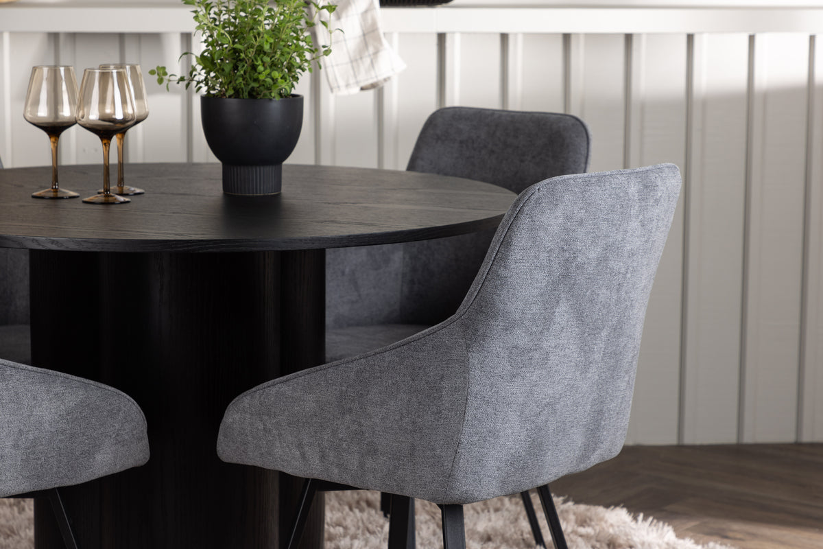 Venture Design Olivia & Rosie Runda Matbord ⌀110 Svart + Matstolar 2-pack Grå