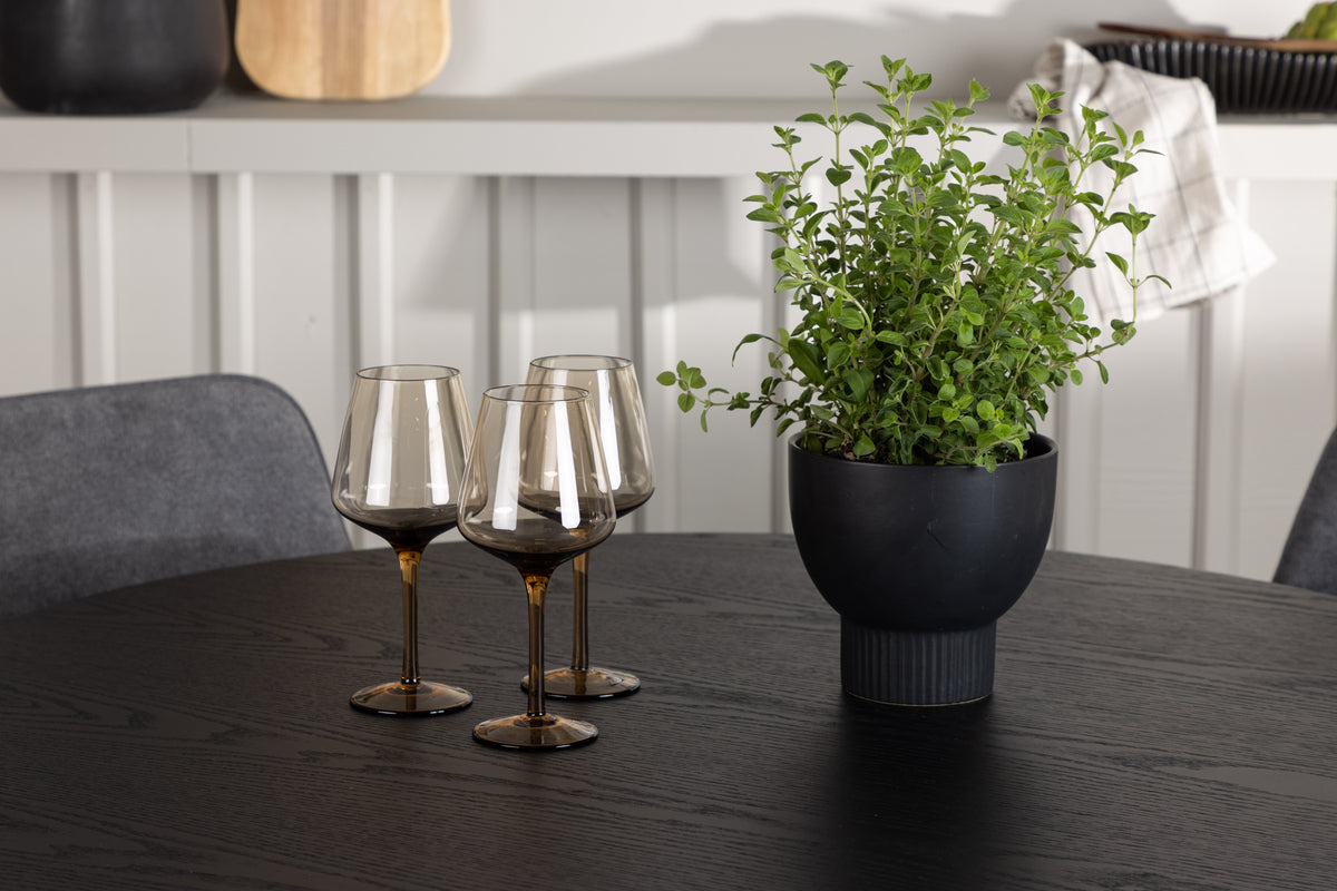 Venture Design Olivia & Rosie Runda Matbord ⌀110 Svart + Matstolar 2-pack Grå