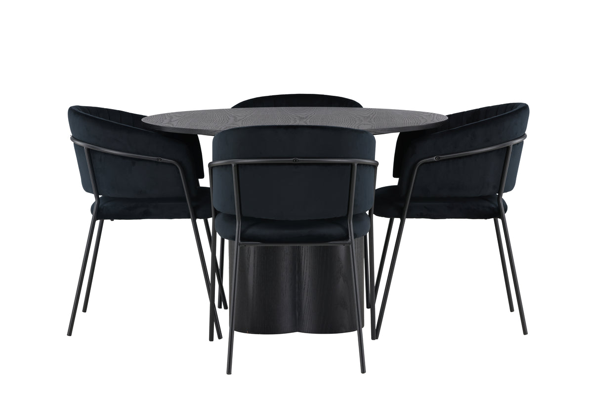 Venture Design Olivia & Selma Runda Matbord ⌀110 Svart + Matstolar 2-pack Svart