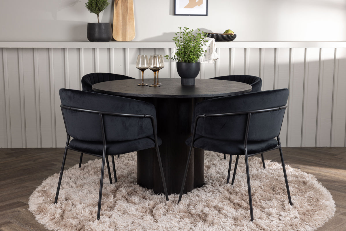 Venture Design Olivia & Selma Runda Matbord ⌀110 Svart + Matstolar 2-pack Svart