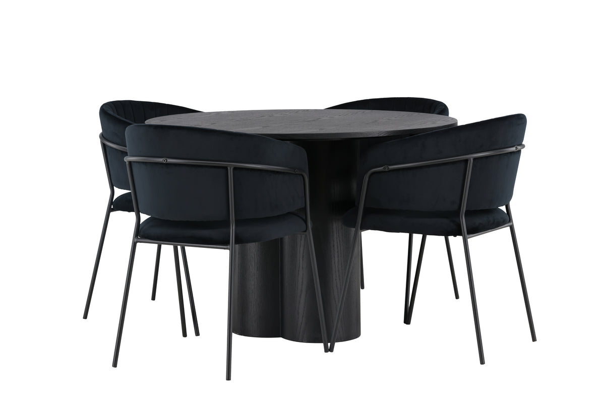 Venture Design Olivia & Selma Runda Matbord ⌀110 Svart + Matstolar 2-pack Svart