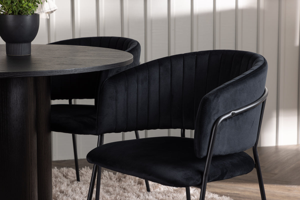 Venture Design Olivia & Selma Runda Matbord ⌀110 Svart + Matstolar 2-pack Svart