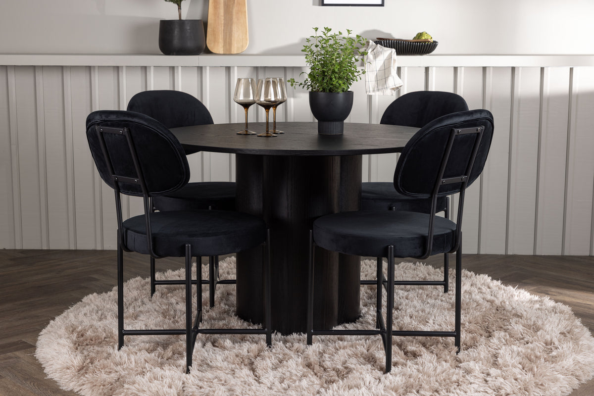 Venture Design Olivia & Stella Runda Matbord ⌀110 Svart + Matstolar 2-pack Svart