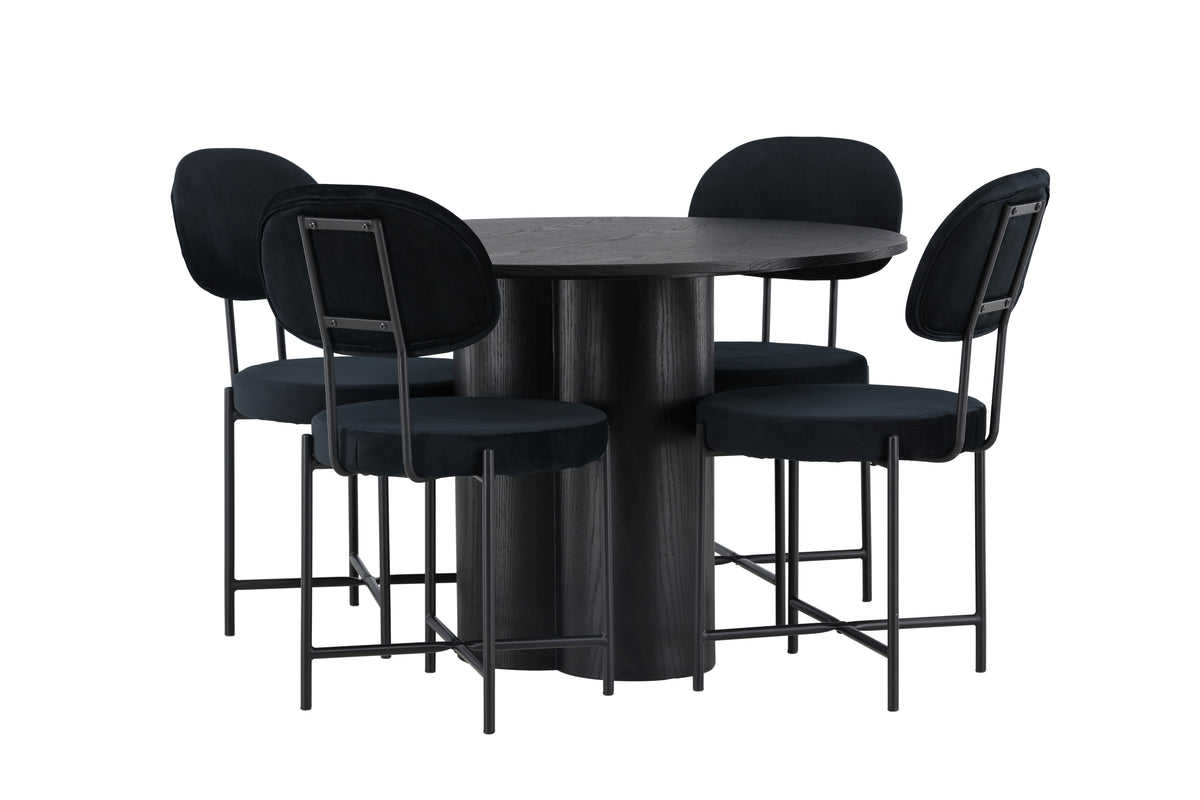Venture Design Olivia & Stella Runda Matbord ⌀110 Svart + Matstolar 2-pack Svart