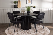 Venture Design Olivia & Yesterday Runda Matbord ⌀110 Svart + Matstolar 2-pack Svart