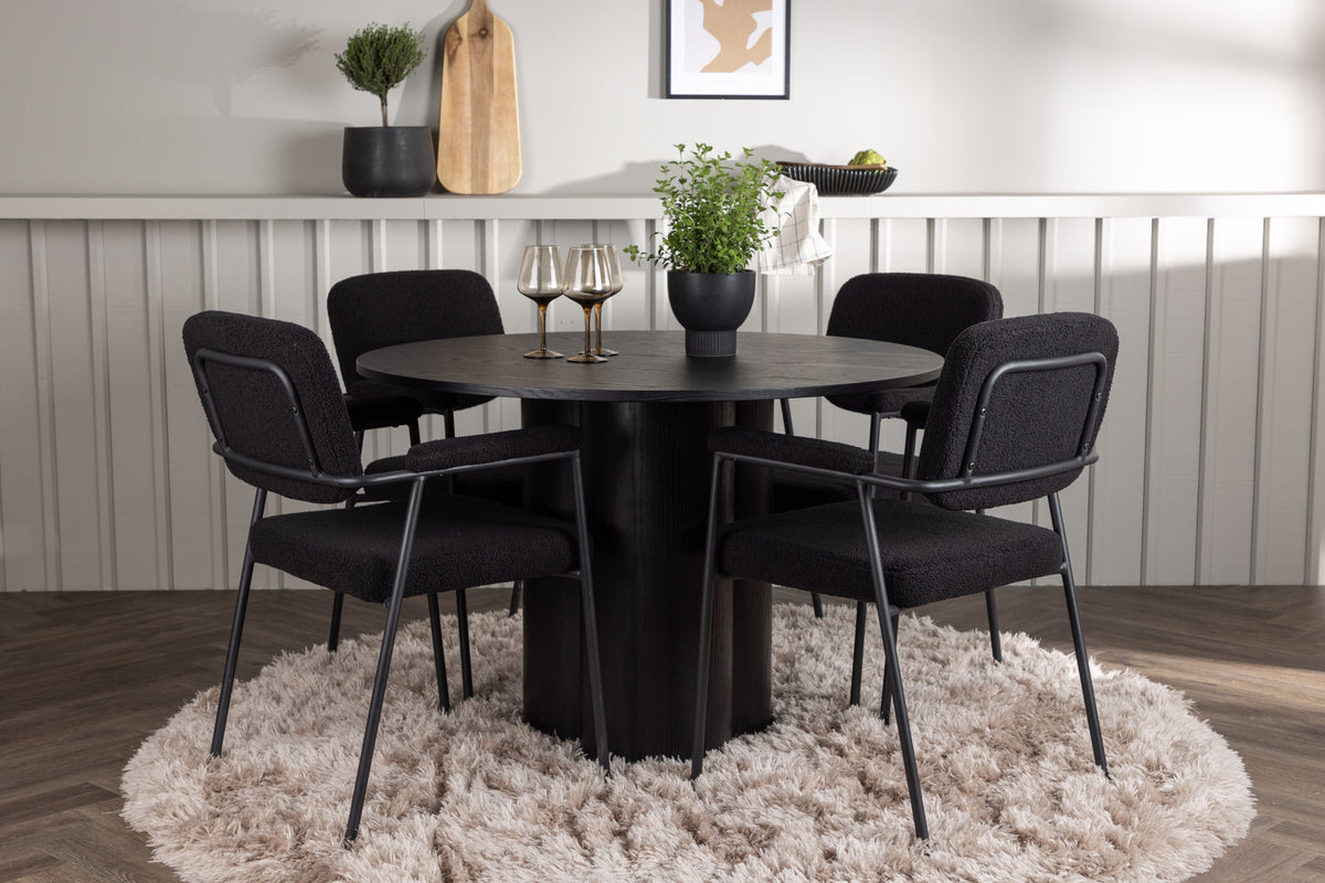 Venture Design Olivia & Yesterday Runda Matbord ⌀110 Svart + Matstolar 2-pack Svart