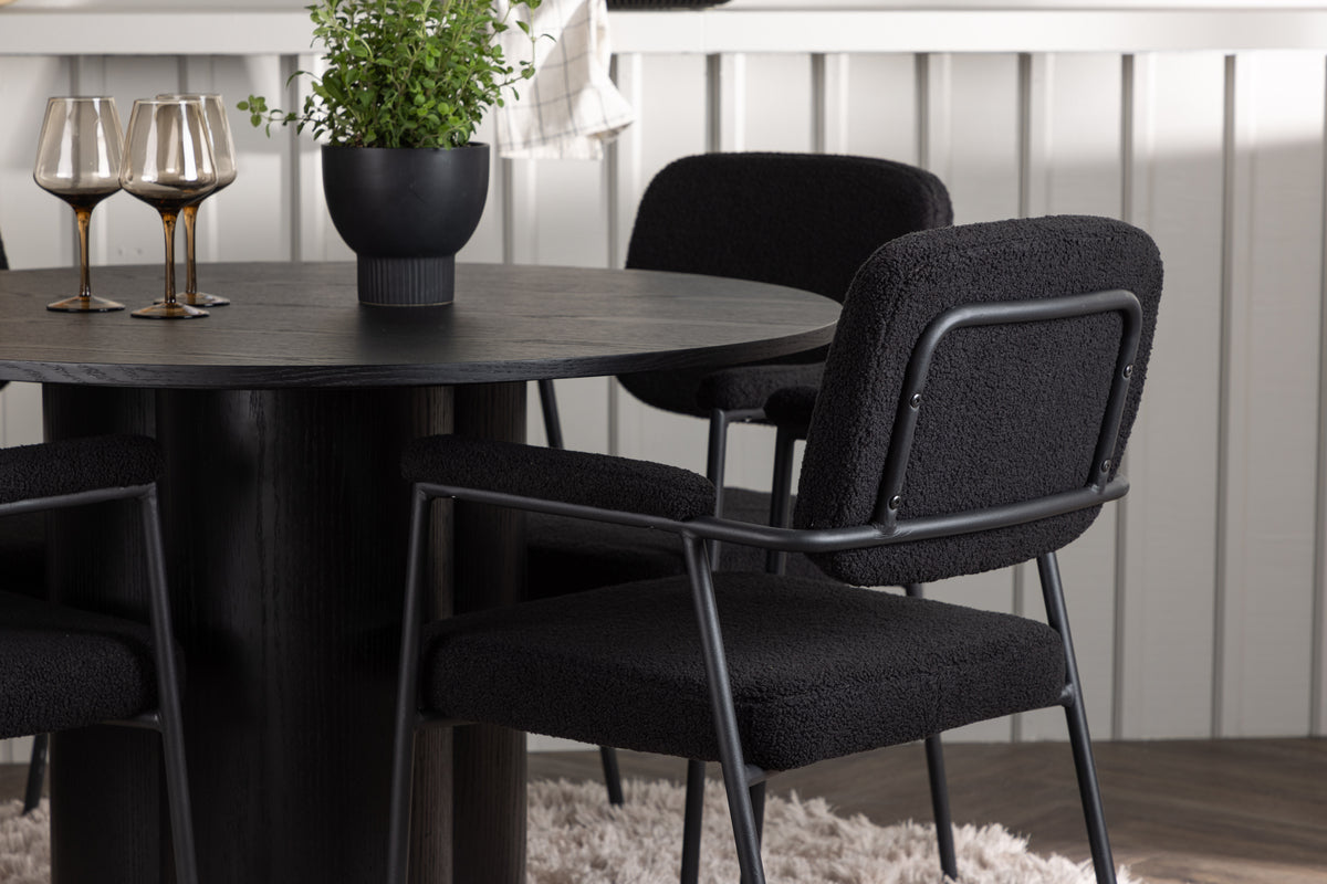 Venture Design Olivia & Yesterday Runda Matbord ⌀110 Svart + Matstolar 2-pack Svart