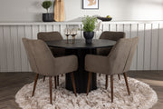 Venture Design Olivia & Tomorrow Runda Matbord ⌀110 Svart + Matstolar 2-pack Brun