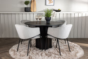Venture Design Olivia & Evelina Runda Matbord ⌀110 Svart + Matstolar 2-pack Grå