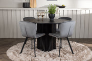 Venture Design Olivia & Lilja Runda Matbord ⌀110 Svart + Matstolar 2-pack Grå