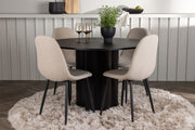 Venture Design Olivia & Polar Runda Matbord ⌀110 Svart + Matstolar 2-pack Beige