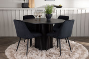 Venture Design Olivia & Night Runda Matbord ⌀110 Svart + Matstolar 2-pack Svart
