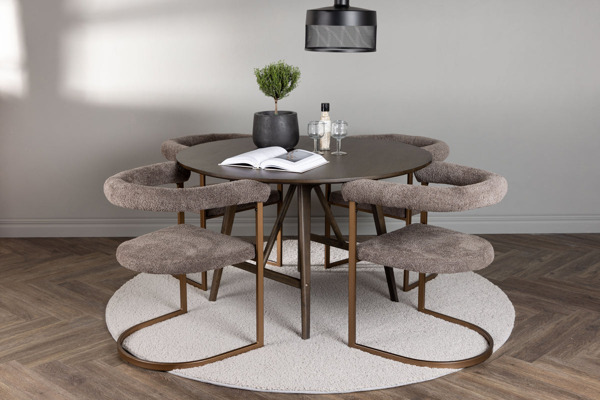 Venture Design Kaseidon & Morning Runda Matbord ⌀100 Mörkbrun + Matstolar 2-pack Brun