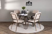 Venture Design Kaseidon & Seda Runda Matbord ⌀100 Mörkbrun + Matstolar 2-pack Beige