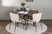 Venture Design Modesto & Kaseidon Matstolar 2-pack Beige + Runda Matbord ⌀100 Mörkbrun