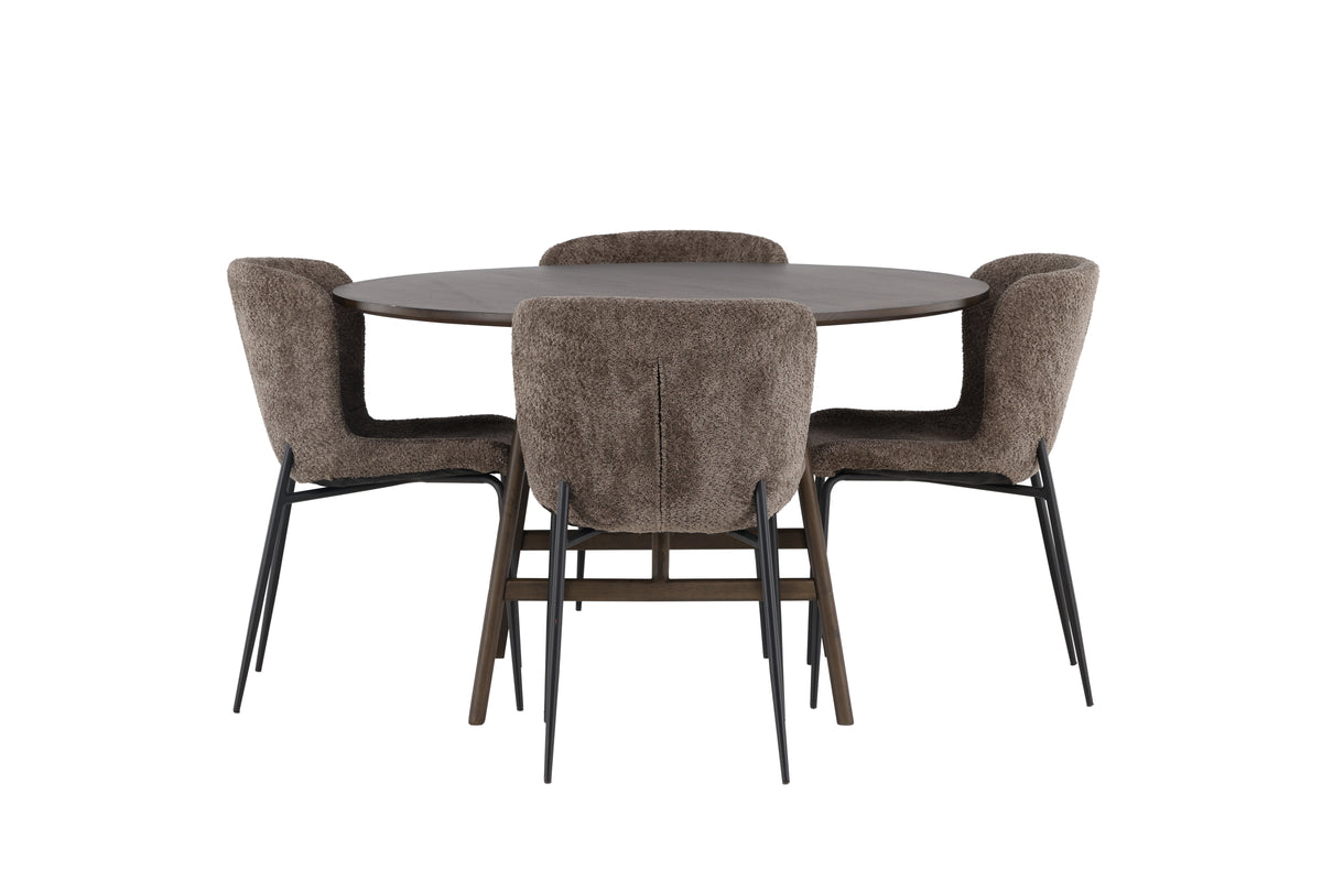 Venture Design Modesto & Kaseidon Matstolar 2-pack Brun + Runda Matbord ⌀100 Mörkbrun