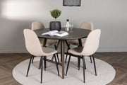 Venture Design Kaseidon & Polar Runda Matbord ⌀100 Mörkbrun + Matstolar 2-pack Beige