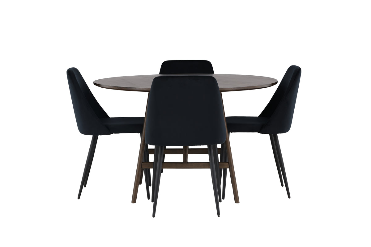 Venture Design Kaseidon & Night Runda Matbord ⌀100 Mörkbrun + Matstolar 2-pack Svart