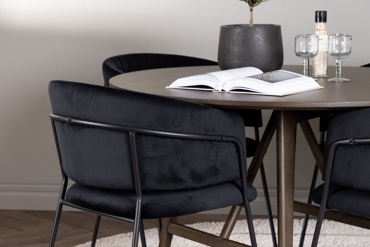 Venture Design Kaseidon & Selma Runda Matbord ⌀100 Mörkbrun + Matstolar 2-pack Svart