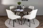 Venture Design Kaseidon & Rosie Runda Matbord ⌀100 Mörkbrun + Matstolar 2-pack Beige