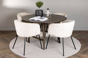 Venture Design Berit & Kaseidon Matstolar Beige + Runda Matbord ⌀100 Mörkbrun