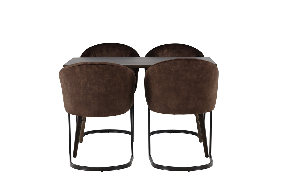 Venture Design Kaseidon & Evening Rektangulära Matbord 120 x 80 Mörkbrun + Matstolar 2-pack Mörkbrun