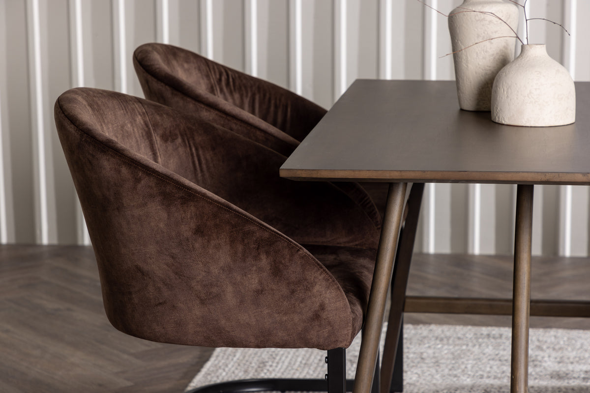 Venture Design Kaseidon & Evening Rektangulära Matbord 120 x 80 Mörkbrun + Matstolar 2-pack Mörkbrun