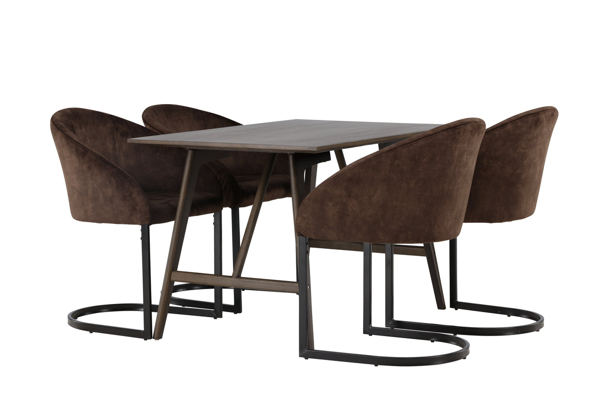 Venture Design Kaseidon & Evening Rektangulära Matbord 120 x 80 Mörkbrun + Matstolar 2-pack Mörkbrun