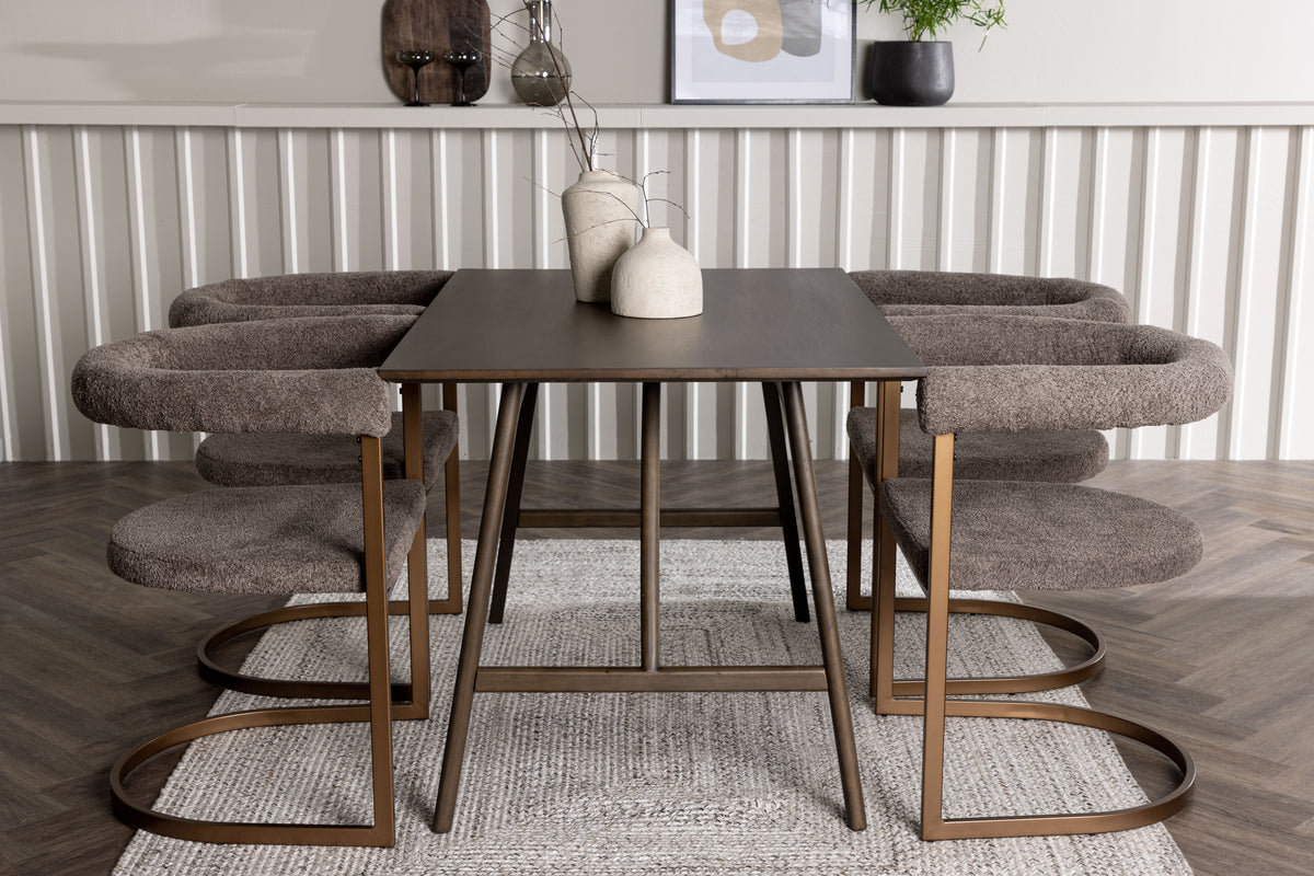 Venture Design Kaseidon & Morning Rektangulära Matbord 120 x 80 Mörkbrun + Matstolar 2-pack Brun