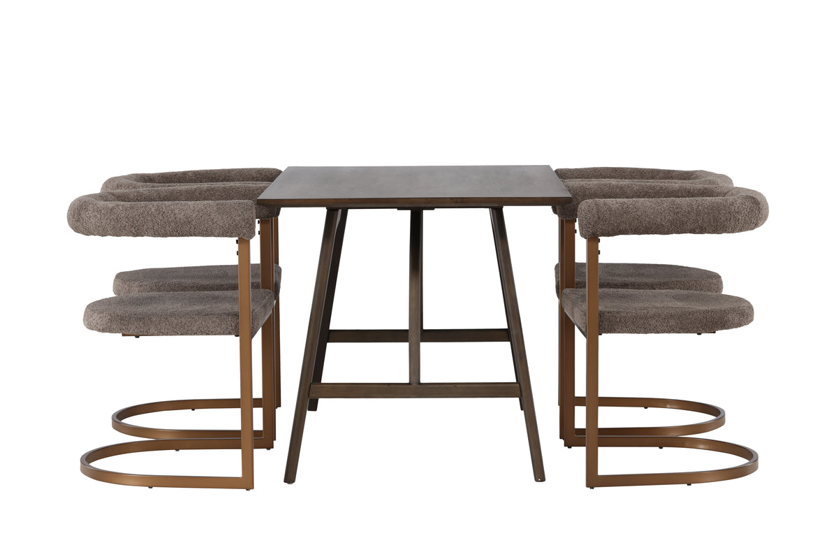 Venture Design Kaseidon & Morning Rektangulära Matbord 120 x 80 Mörkbrun + Matstolar 2-pack Brun