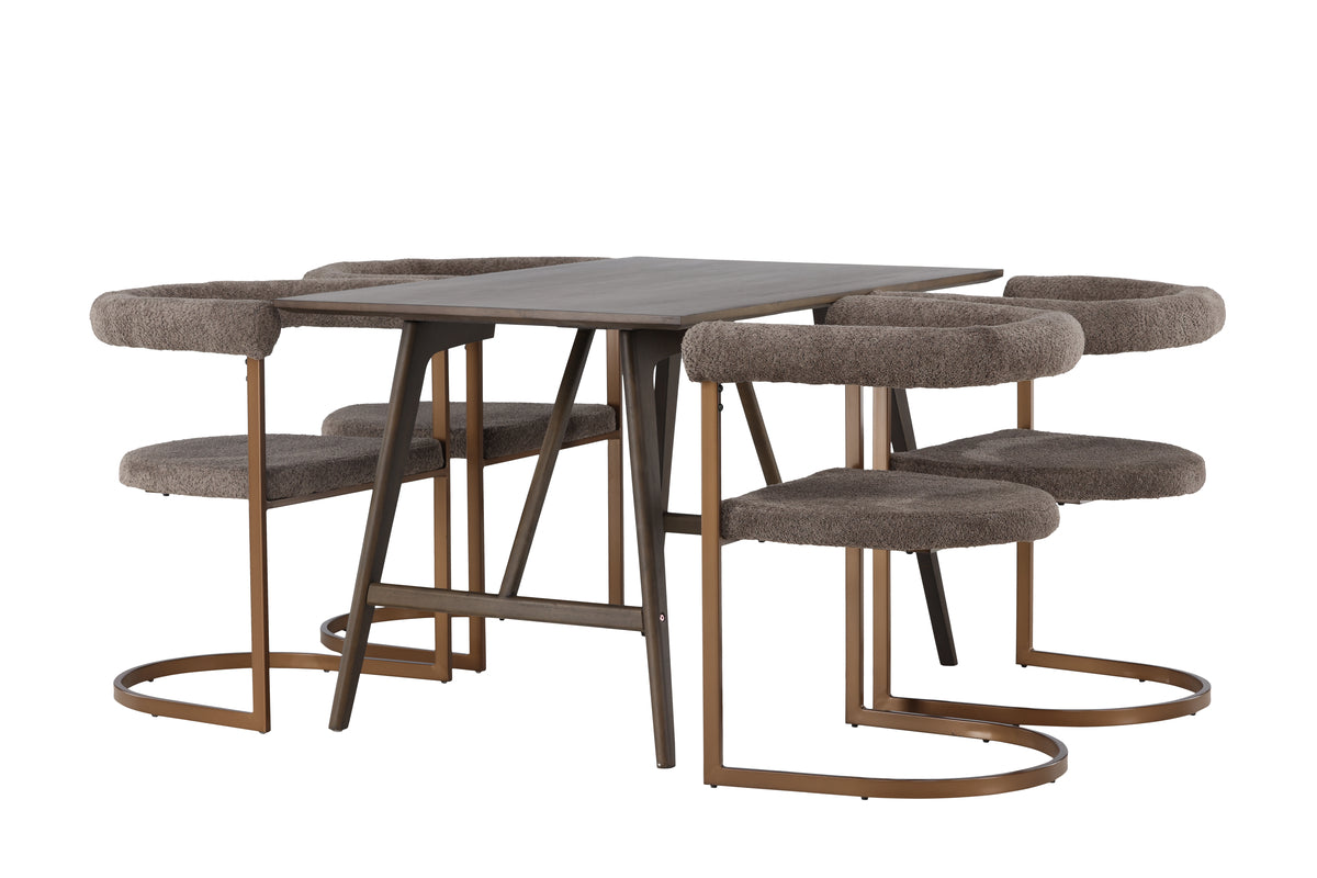 Venture Design Kaseidon & Morning Rektangulära Matbord 120 x 80 Mörkbrun + Matstolar 2-pack Brun