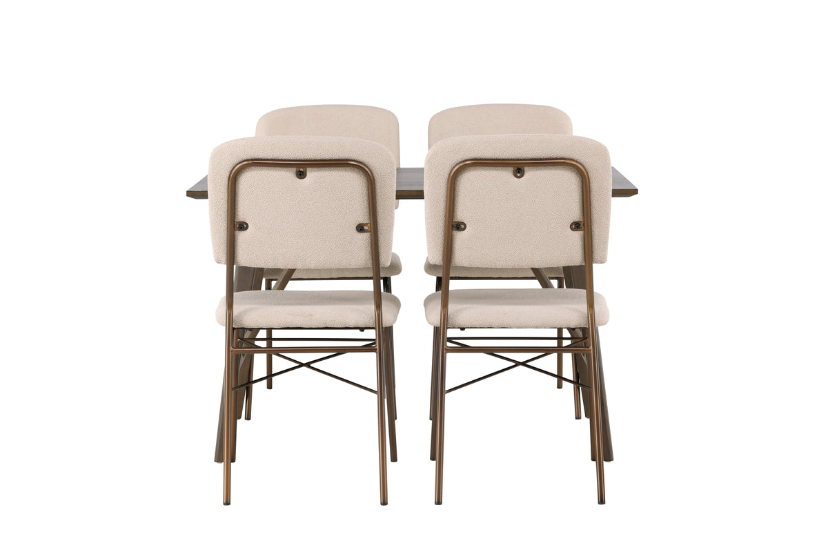 Venture Design Kaseidon & Seda Rektangulära Matbord 120 x 80 Mörkbrun + Matstolar 2-pack Beige