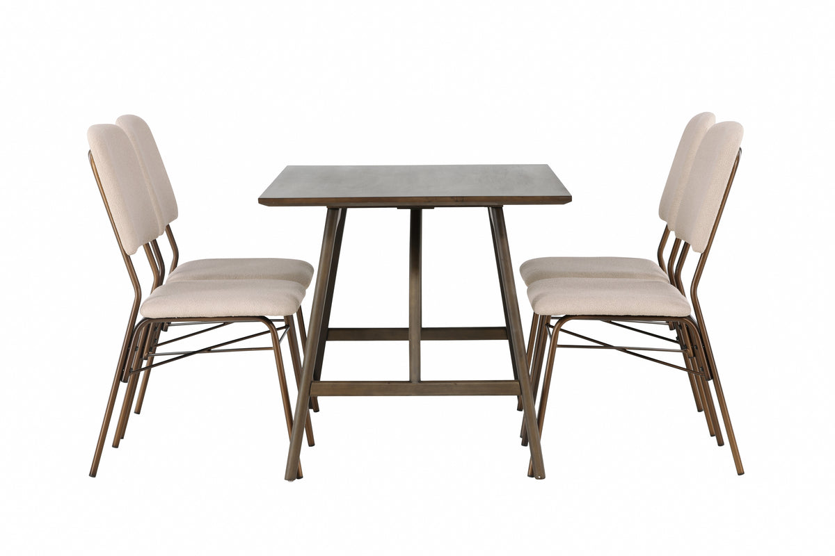 Venture Design Kaseidon & Seda Rektangulära Matbord 120 x 80 Mörkbrun + Matstolar 2-pack Beige