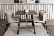 Venture Design Modesto & Kaseidon Matstolar 2-pack Beige + Rektangulära Matbord 120 x 80 Mörkbrun