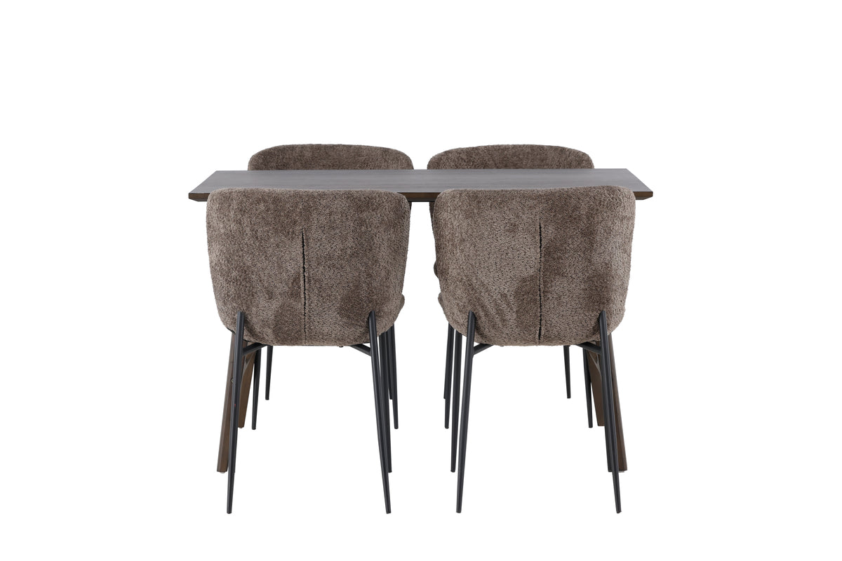 Venture Design Modesto & Kaseidon Matstolar 2-pack Brun + Rektangulära Matbord 120 x 80 Mörkbrun