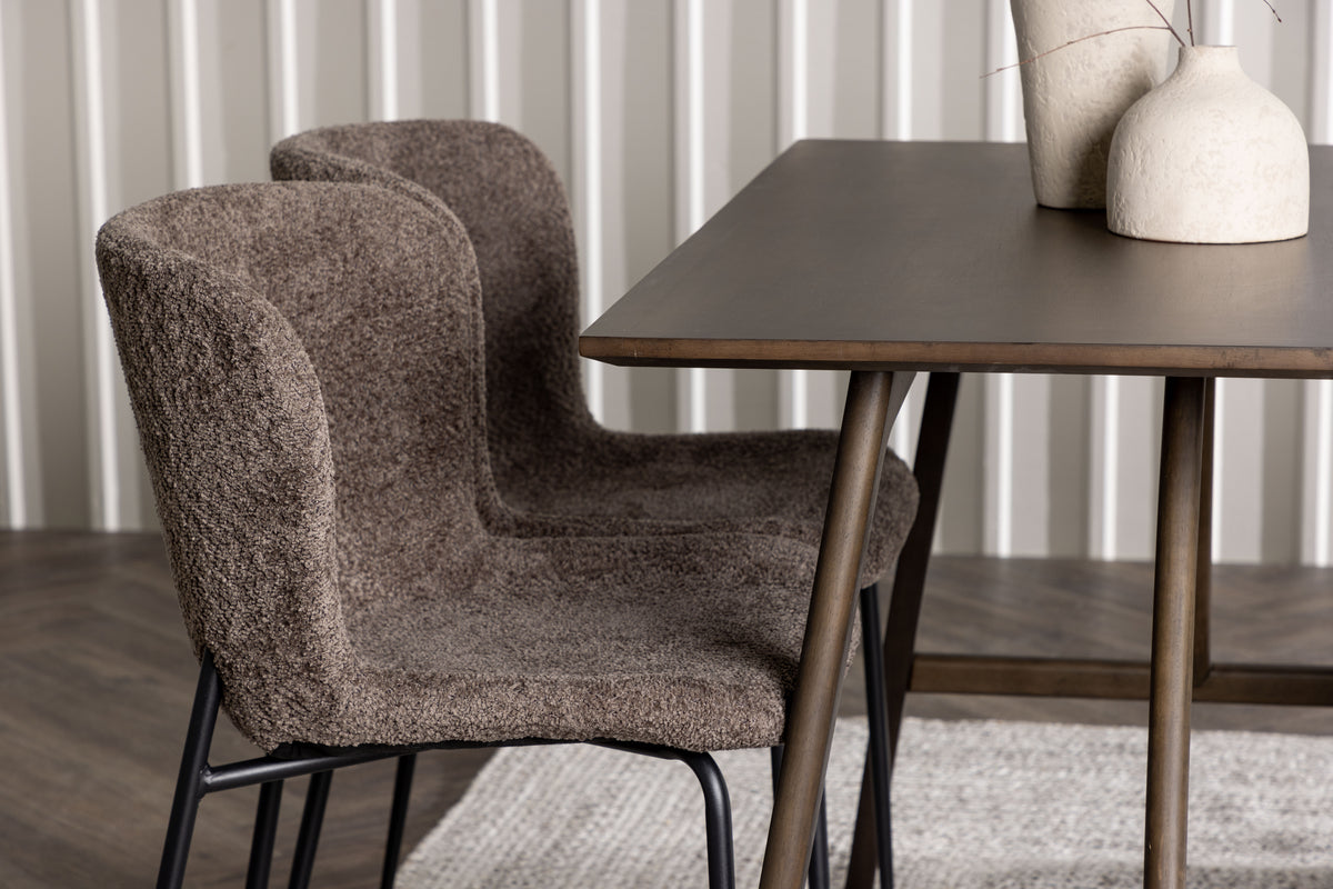 Venture Design Modesto & Kaseidon Matstolar 2-pack Brun + Rektangulära Matbord 120 x 80 Mörkbrun