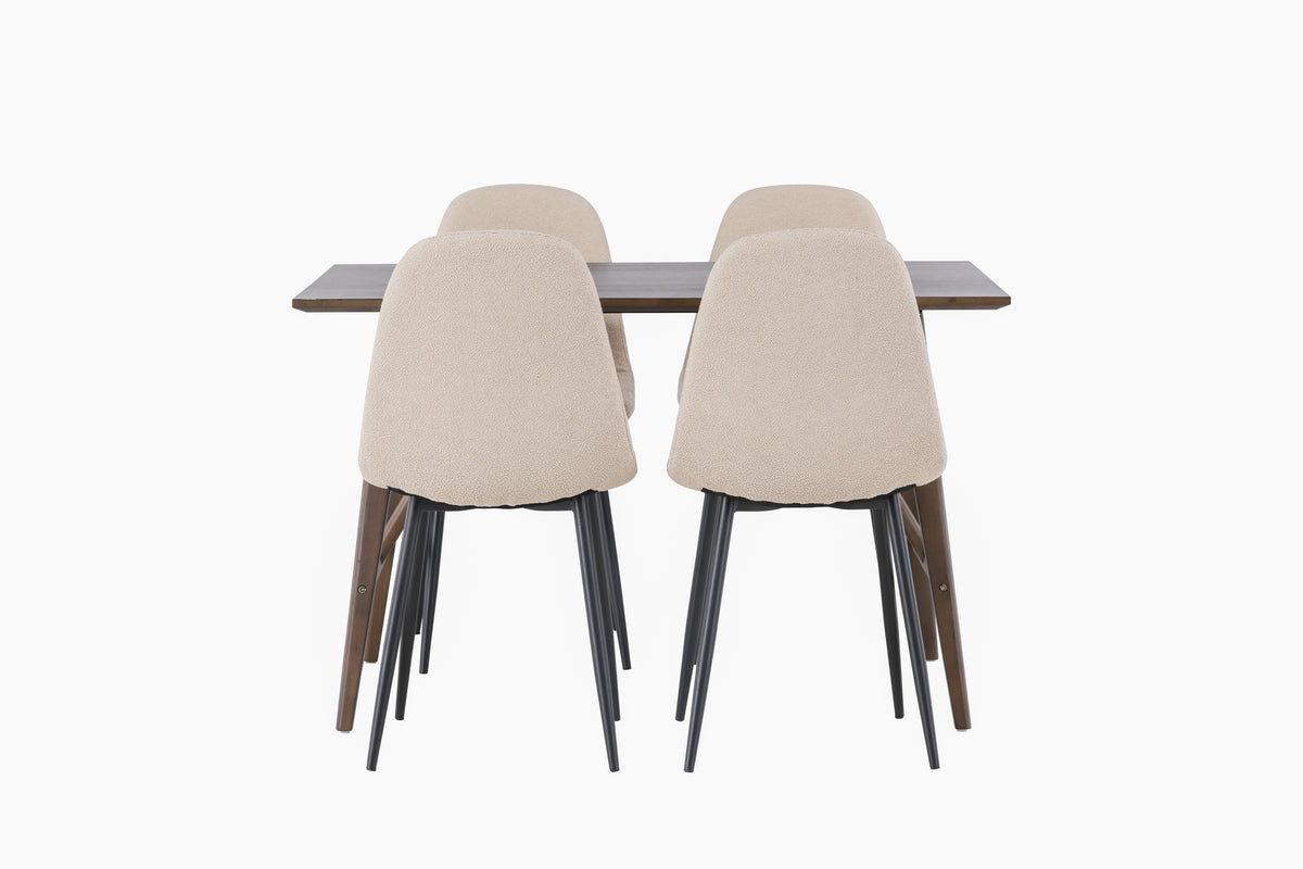 Venture Design Kaseidon & Polar Rektangulära Matbord 120 x 80 Mörkbrun + Matstolar 2-pack Beige