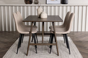 Venture Design Kaseidon & Polar Rektangulära Matbord 120 x 80 Mörkbrun + Matstolar 2-pack Beige