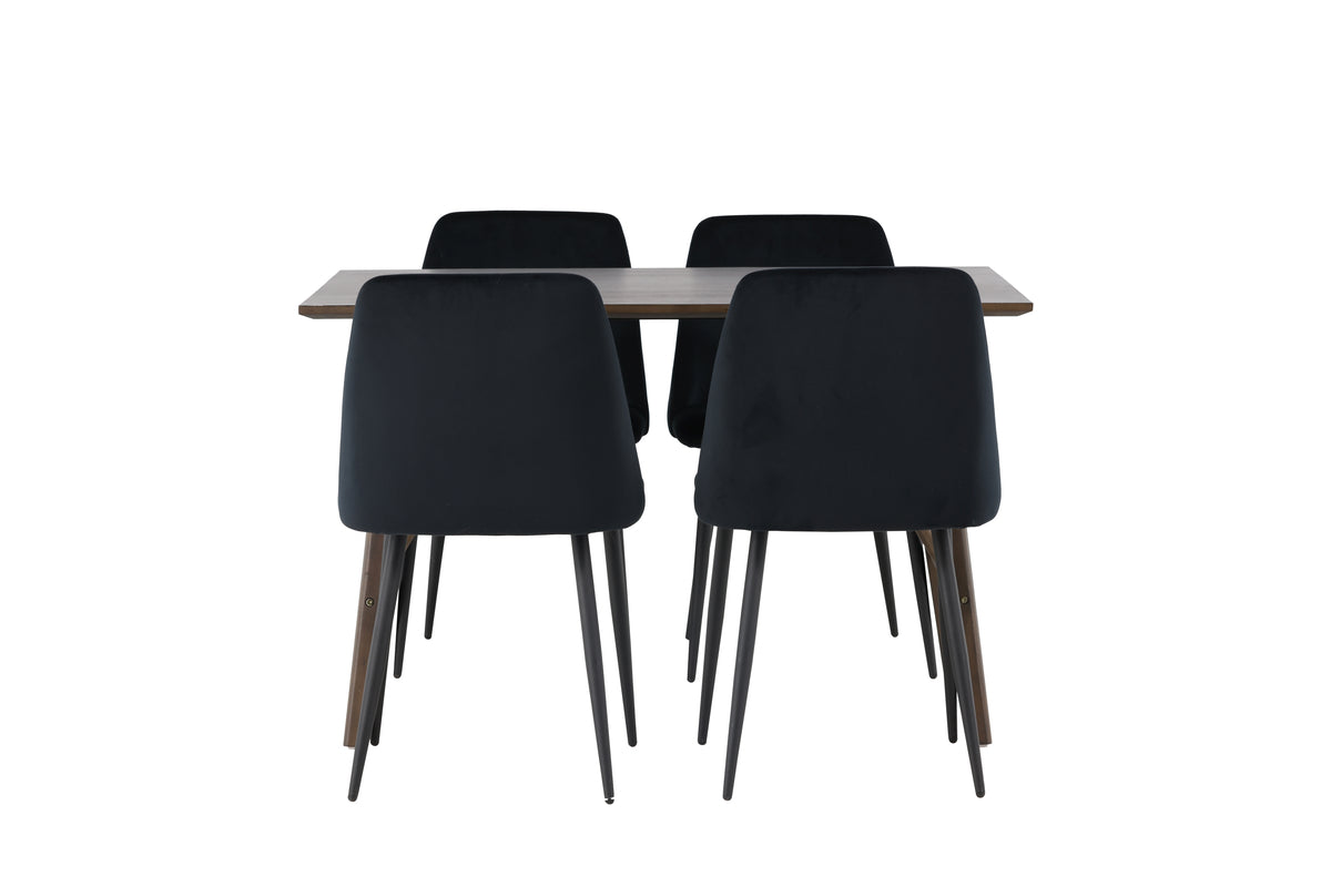 Venture Design Kaseidon & Night Rektangulära Matbord 120 x 80 Mörkbrun + Matstolar 2-pack Svart