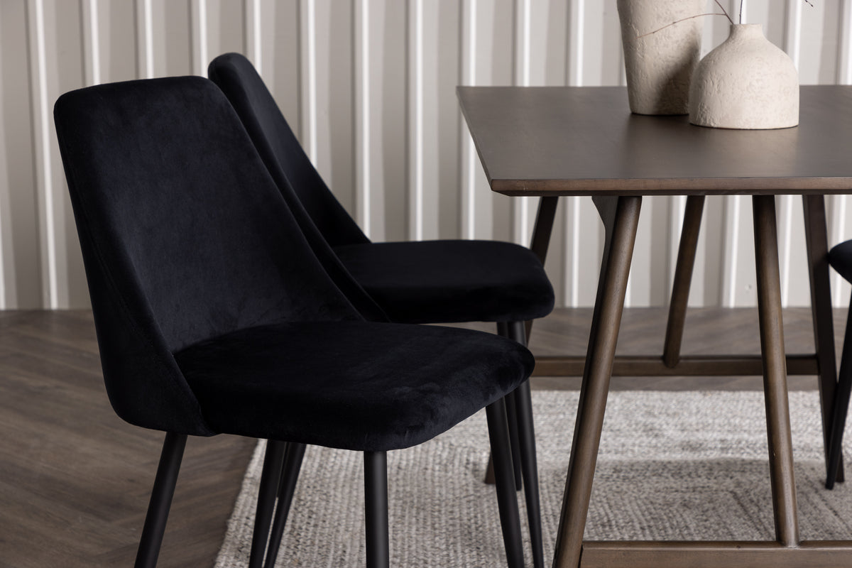 Venture Design Kaseidon & Night Rektangulära Matbord 120 x 80 Mörkbrun + Matstolar 2-pack Svart