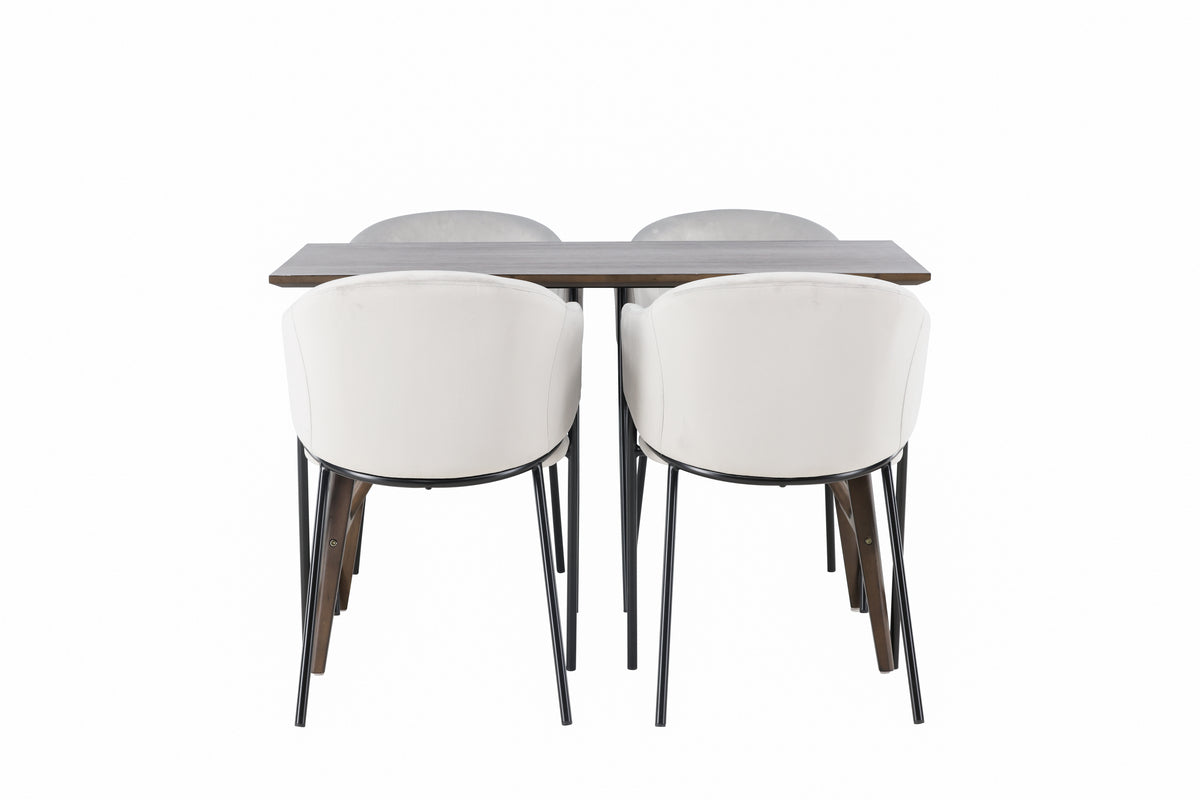 Venture Design Kaseidon & Evelina Rektangulära Matbord 120 x 80 Mörkbrun + Matstolar 2-pack Grå