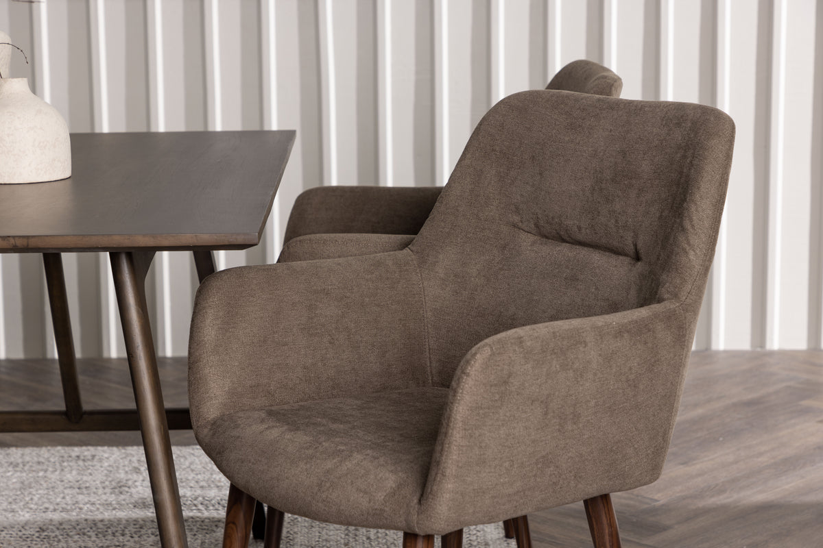 Venture Design Kaseidon & Tomorrow Rektangulära Matbord 120 x 80 Mörkbrun + Matstolar 2-pack Brun