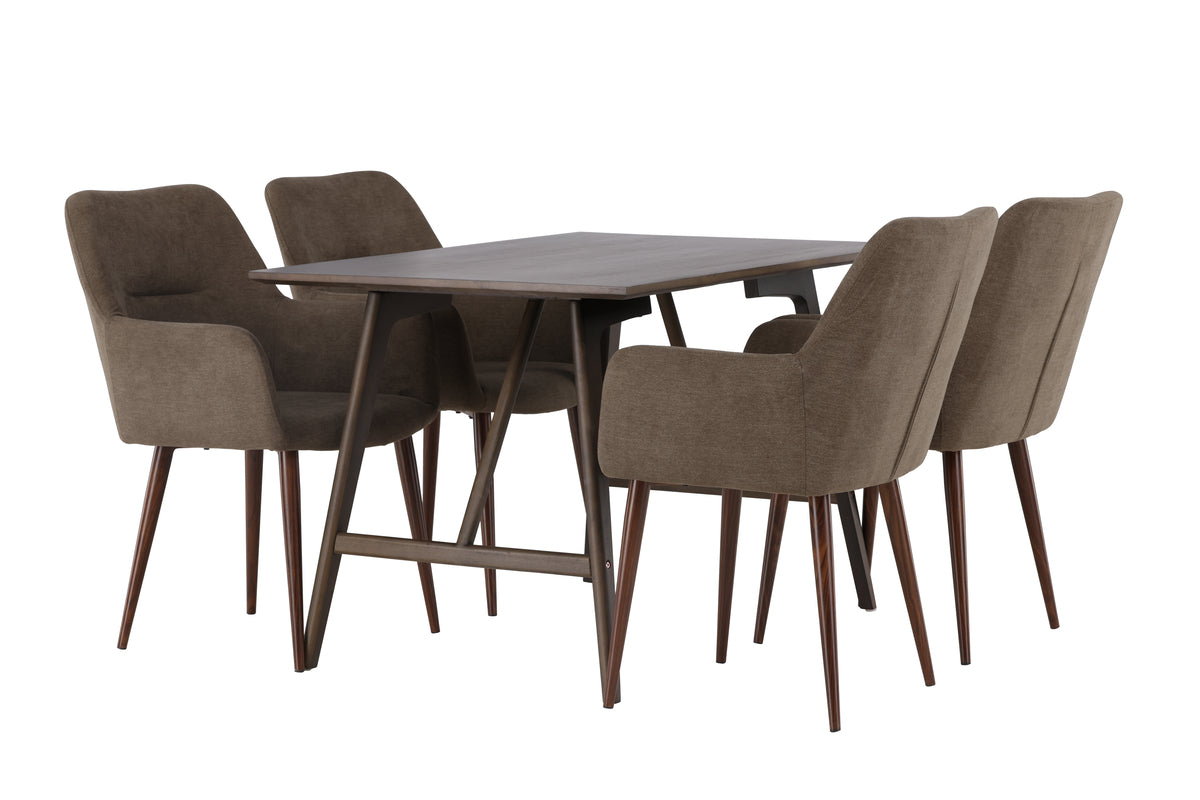 Venture Design Kaseidon & Tomorrow Rektangulära Matbord 120 x 80 Mörkbrun + Matstolar 2-pack Brun