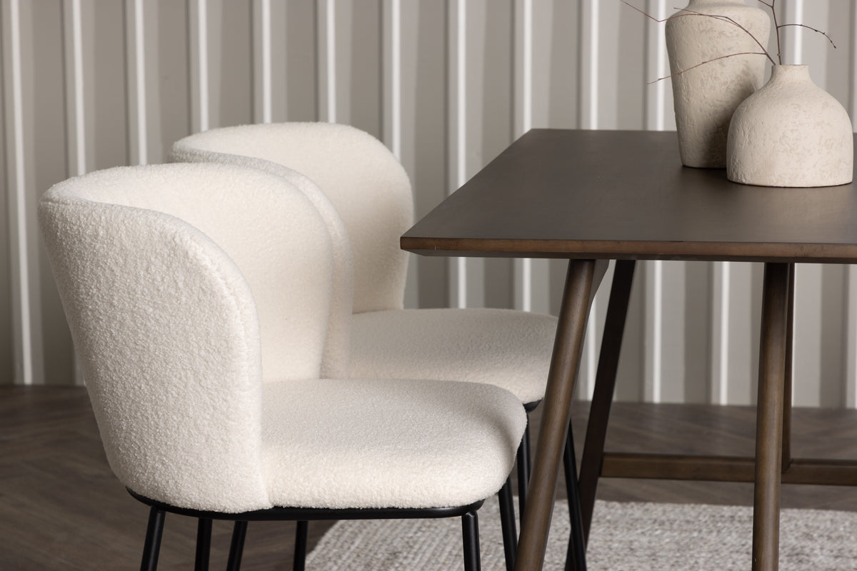 Venture Design Kaseidon & Edina Rektangulära Matbord 120 x 80 Mörkbrun + Matstolar 2-pack Vit